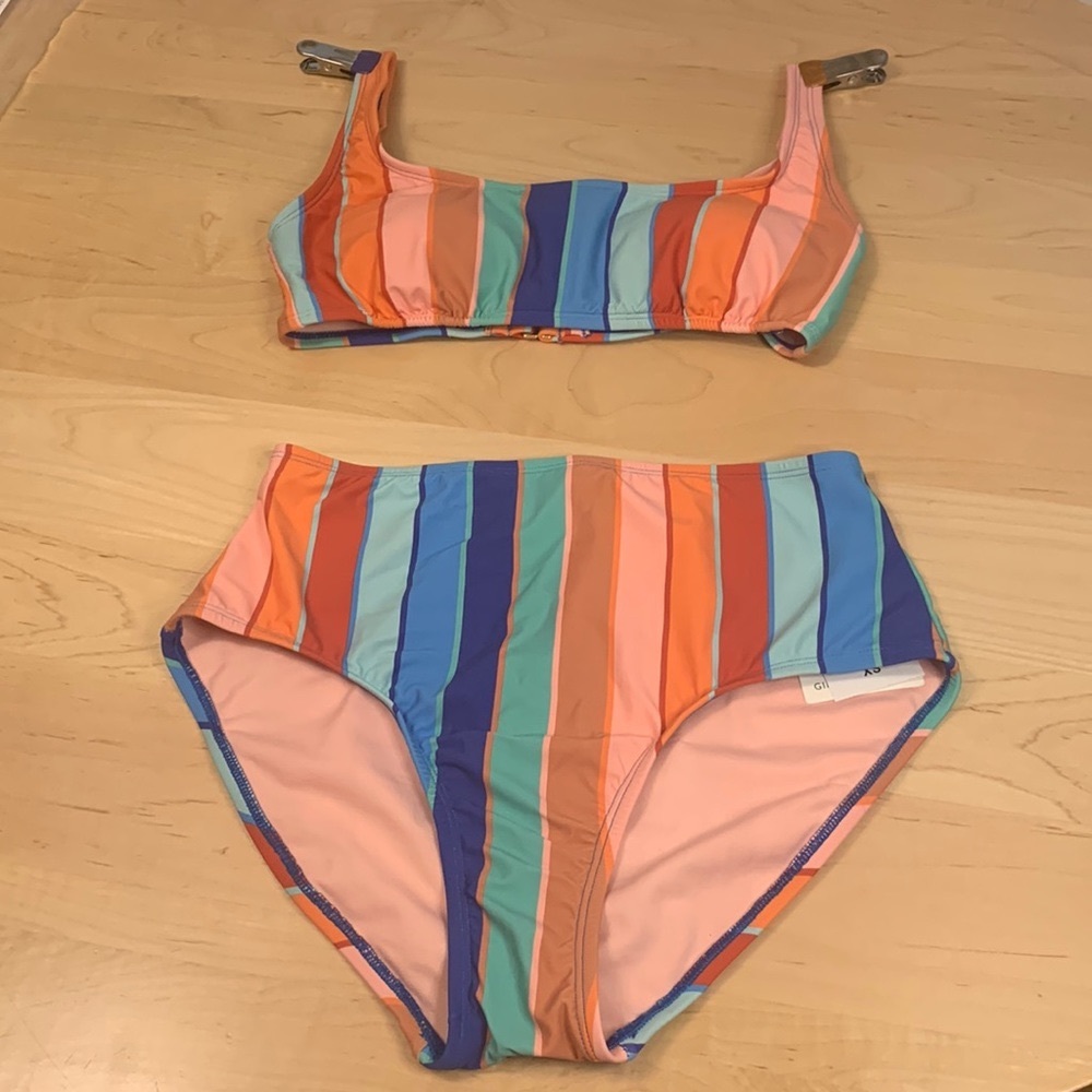 NWT XS High Waist Bikini Top & Bottom Swimsuit Set